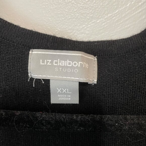 Liz Claiborne Studio Womens XXL Black & Gray Open Front Cardigan Sweater With Po - Picture 4 of 6